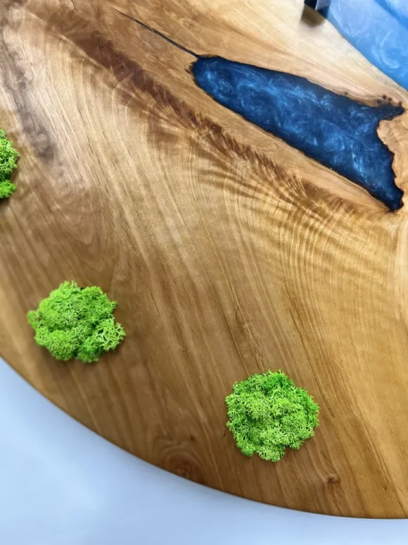 Wall Clock with Lichen Moss and Epoxy