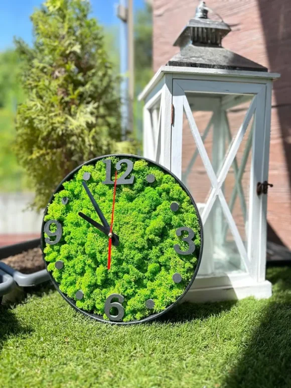 Decor Wall Clock - Moss Clock with Lichen Moss